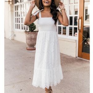 Promise in my heart white lace midi dress